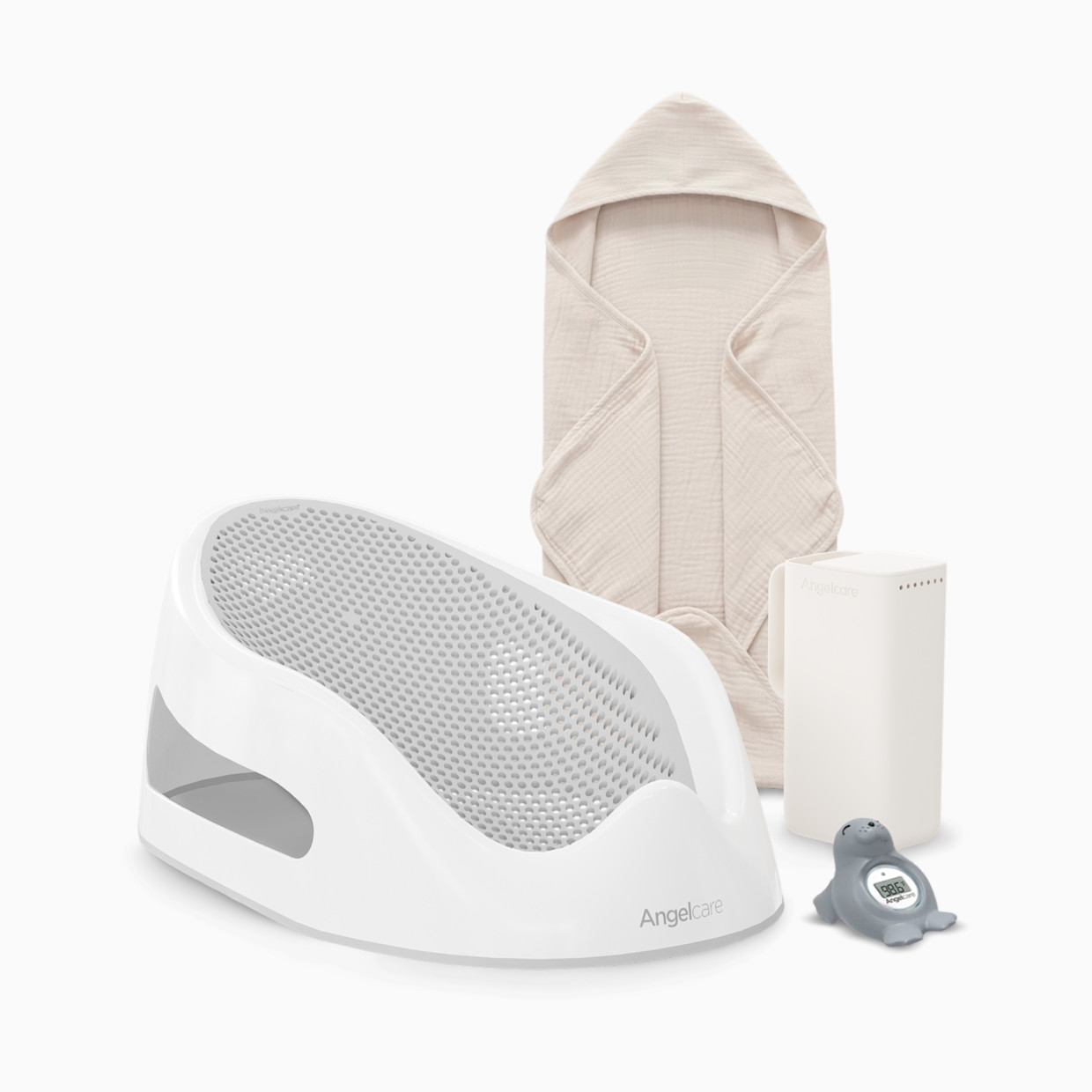 Angelcare Soft-Touch Baby Bath Support Bundle - Gray, 4-Piece.