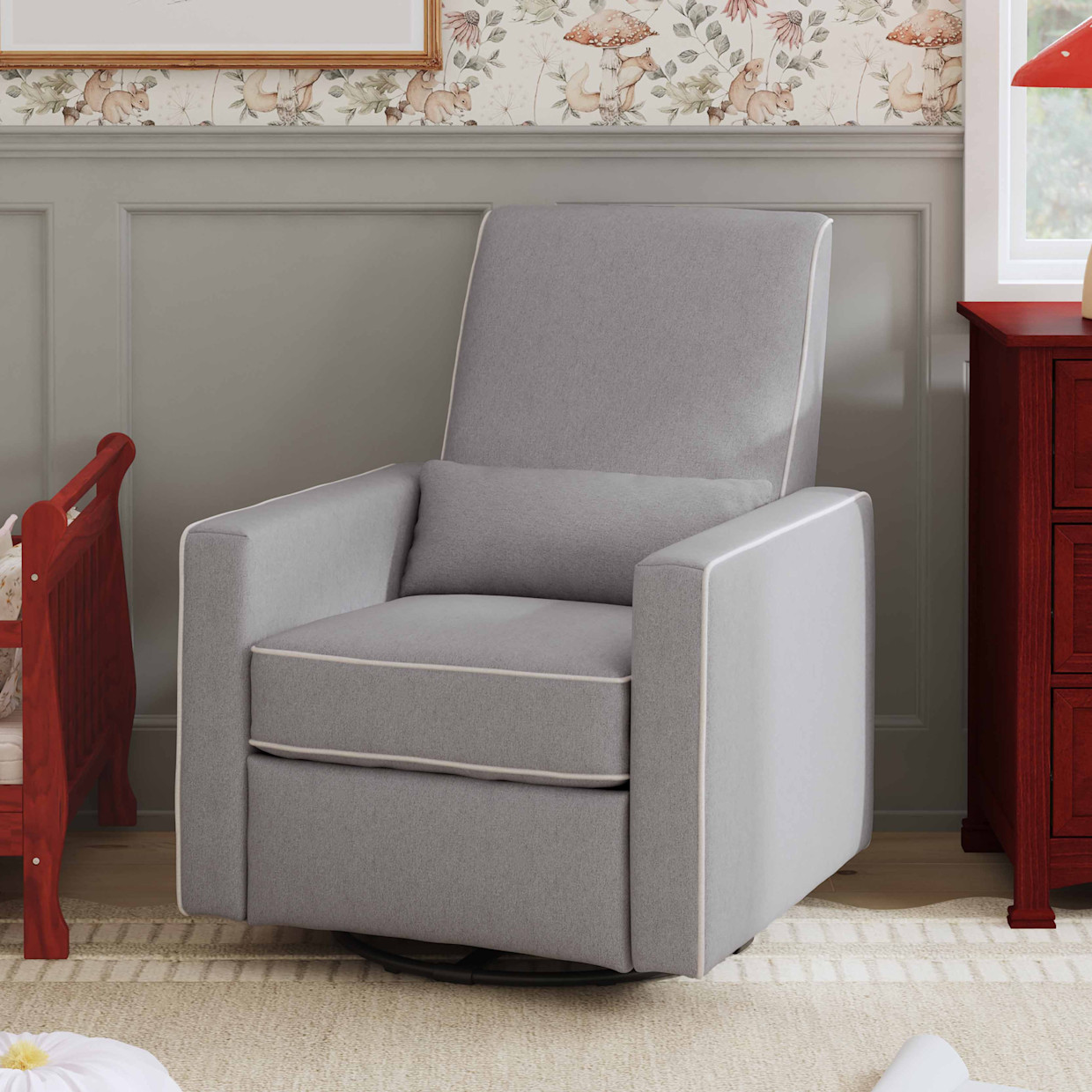 daVinci Piper Recliner - Grey With Cream Piping.