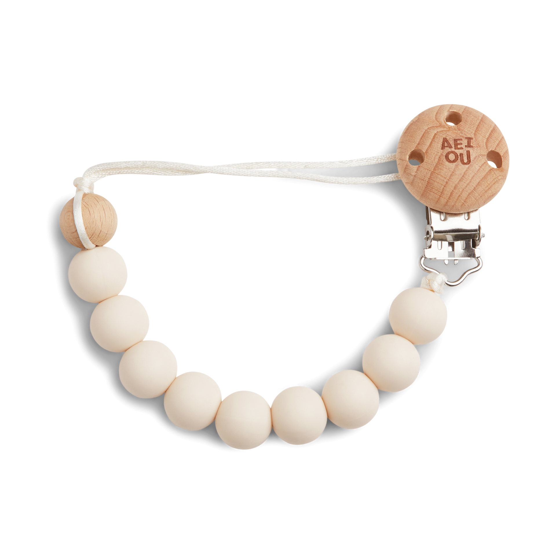 AEIOU Silicone Pacifier Clip Oat Milk Babylist Shop