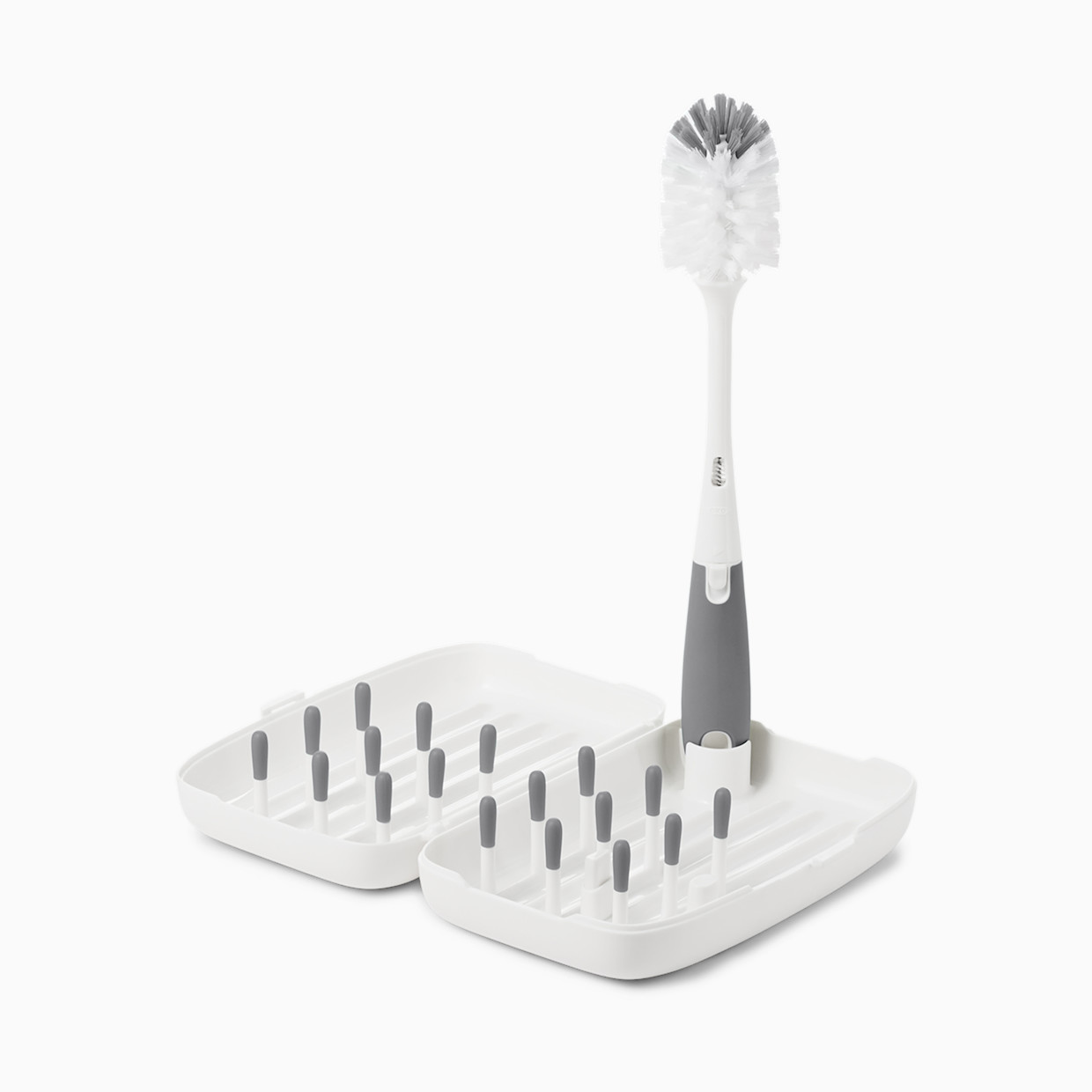 OXO Tot On-The-Go Drying Rack & Bottle Brush - Grey.