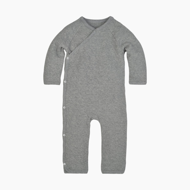 Burt's Bees Baby Organic Quilted Bee Wrap Front Jumpsuit - Heather Grey, 9-12 Months.