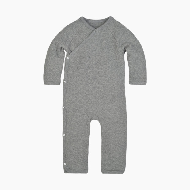 Burt's Bees Baby Organic Quilted Bee Wrap Front Jumpsuit - Heather Grey, 3-6 Months.