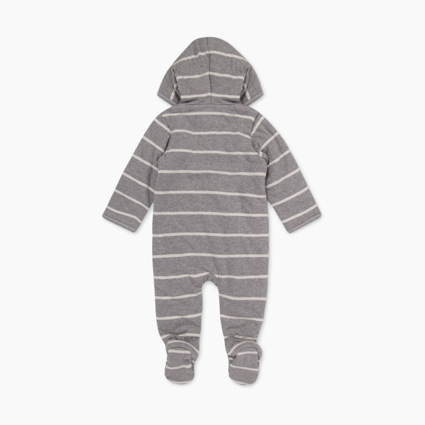 Burt's Bees Baby Bunting, Zip Front Hooded Organic Jumpsuit - Grey Winter Stripe, 3-6 Months.