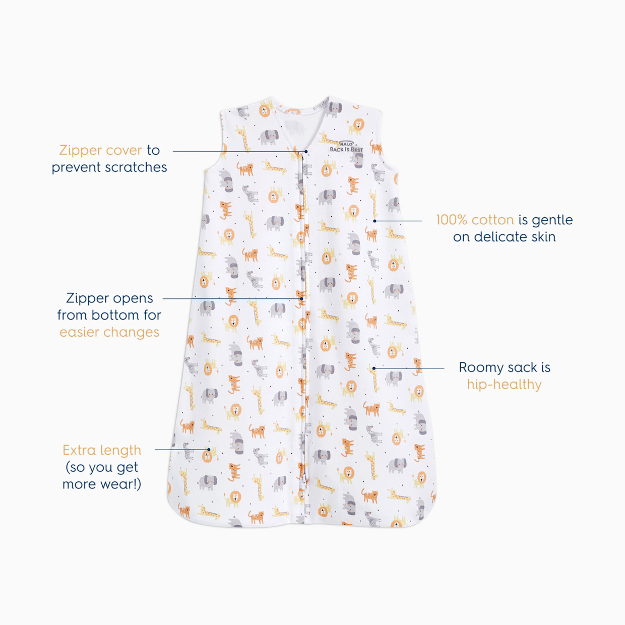 Halo SleepSack Wearable Blanket Cotton - Jungle, Small.