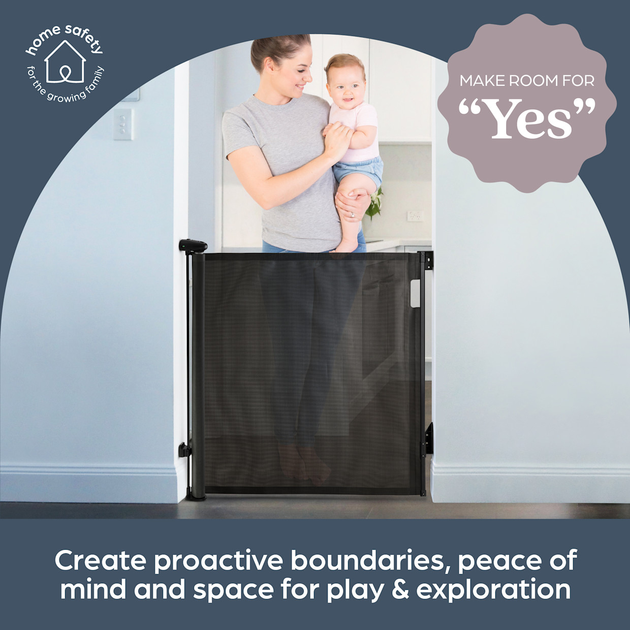 Dreambaby Glide 'N Hide Extra Tall Retractable Baby Gate - Black.