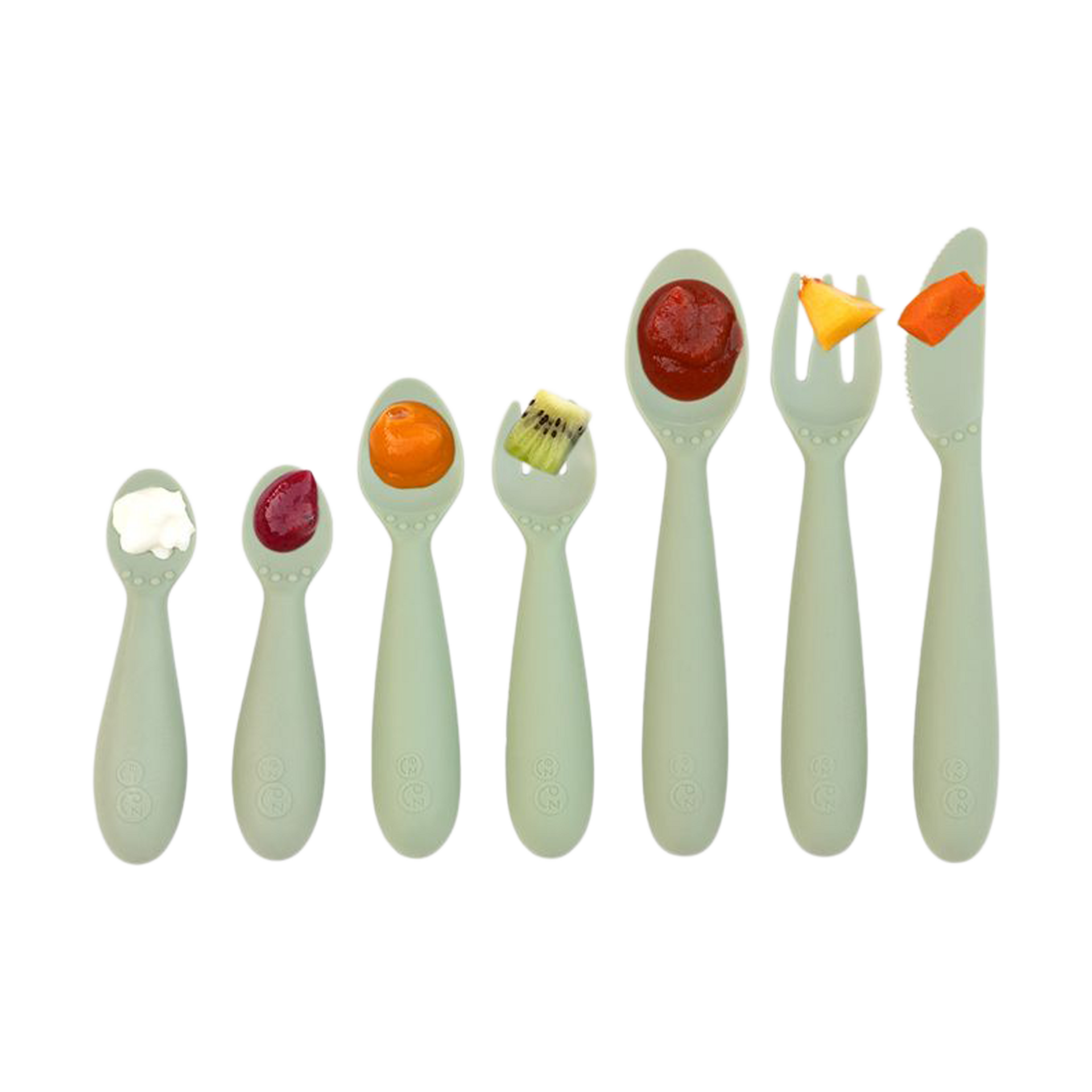 ezpz Developmental Utensil Set - Sage.