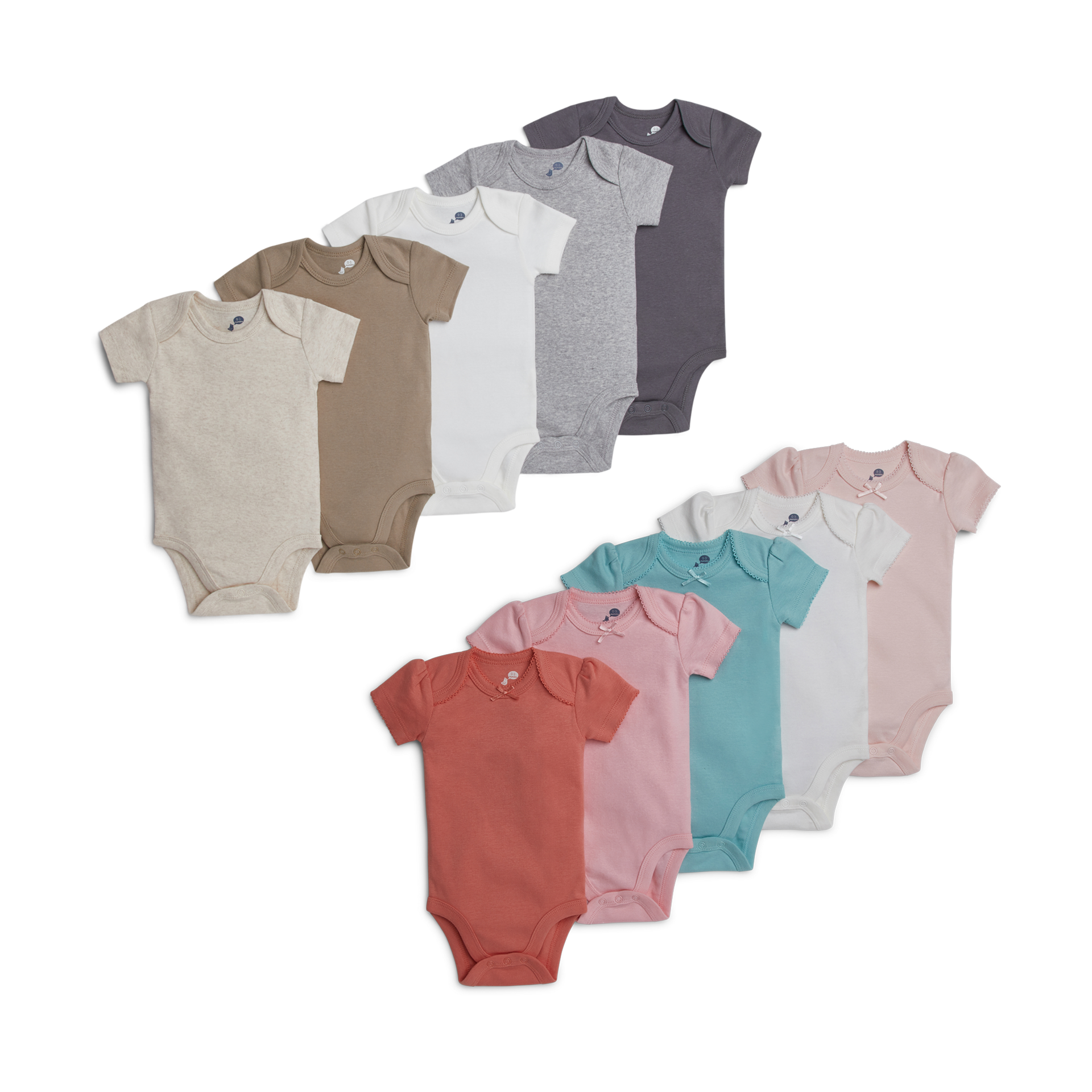 Small Story Short Sleeve Bodysuit Bundle (10 Pack) - Pink/ Multi, 0-3 M.