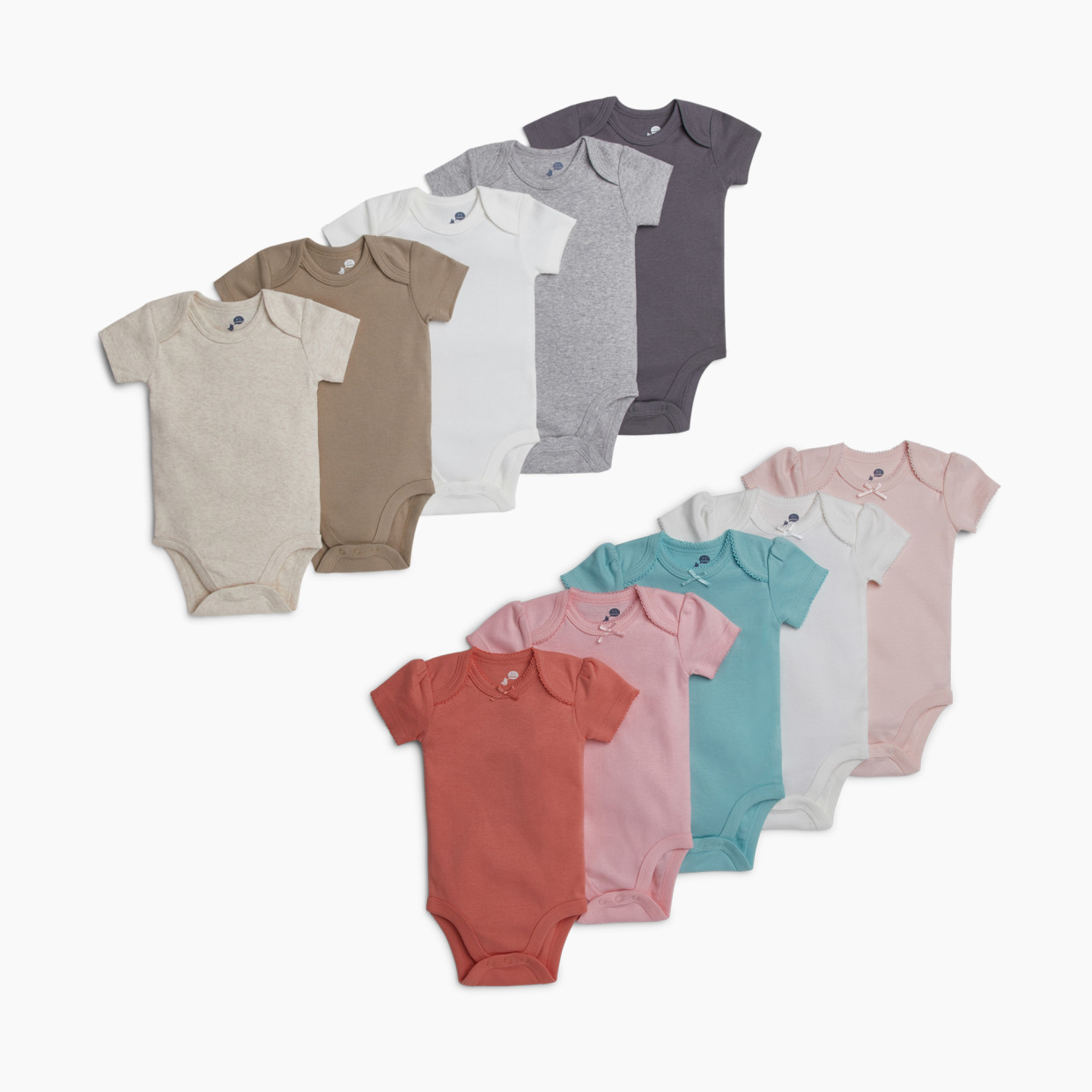 Small Story Short Sleeve Bodysuit Bundle (10 Pack) - Pink/ Multi, 0-3 Months.