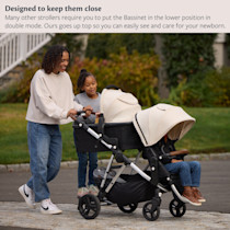 Mockingbird bassinet stroller with canopy in Rose for newborn close view