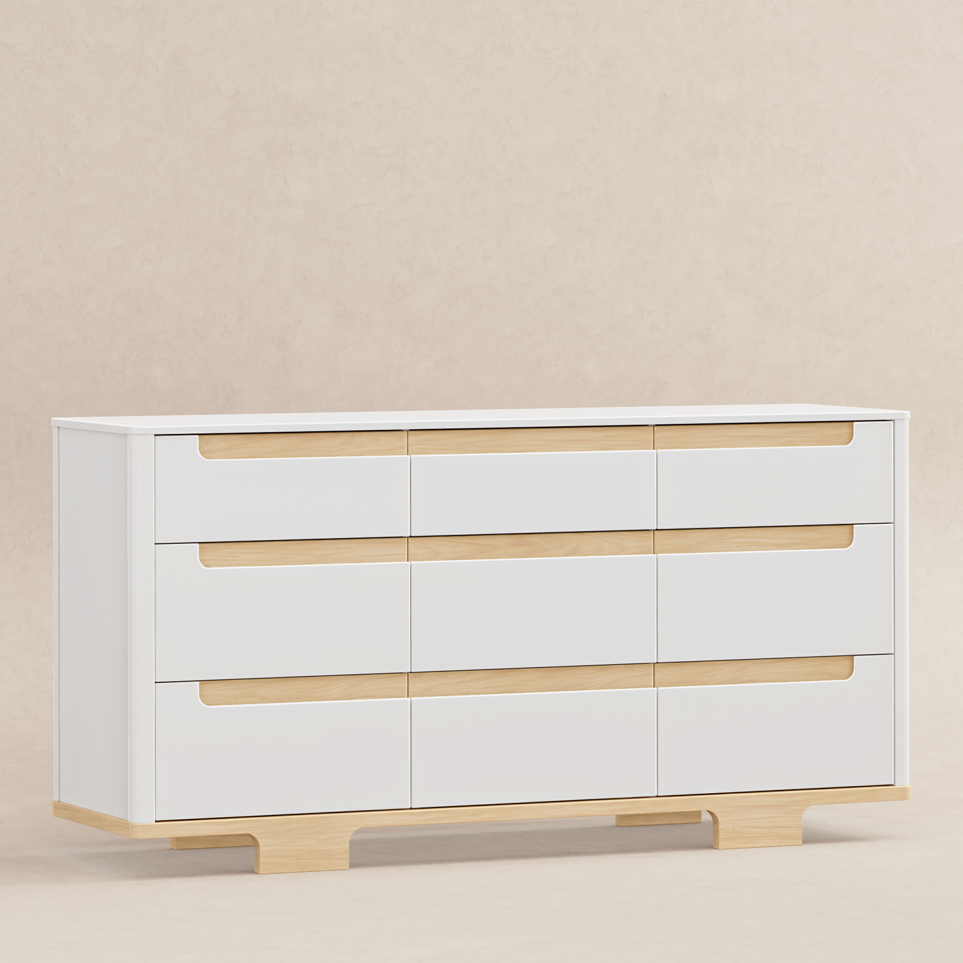 babyletto Yuzu 9-Drawer Assembled Dresser - White / Natural.