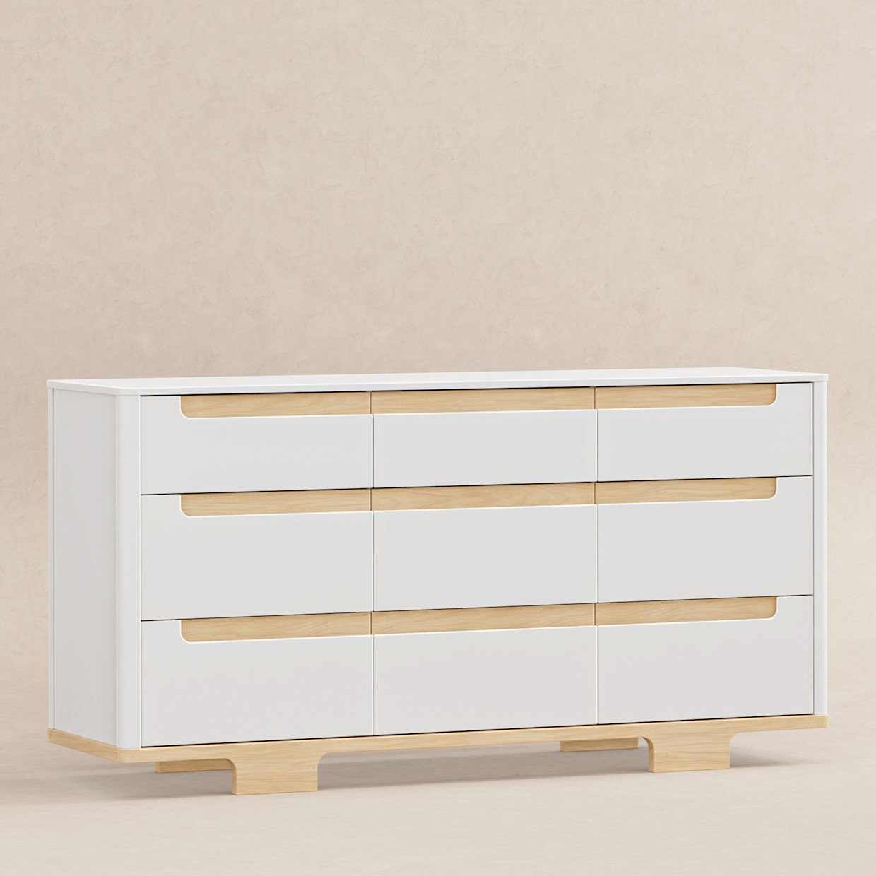 babyletto Yuzu 9-Drawer Assembled Dresser - White / Natural.