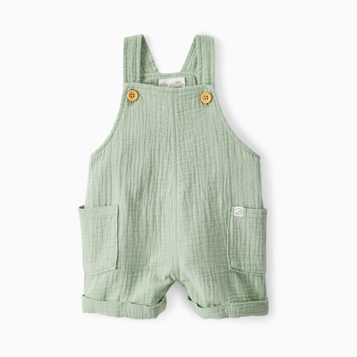 Carter's Little Planet Organic Cotton Gauze Shortalls - Green, 0-3 M.