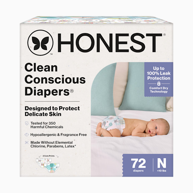 The Honest Company Clean Conscious Disposable Diapers Newborn-Size 2 - Above It All + All The Alpacas, Nb, 72 Count.