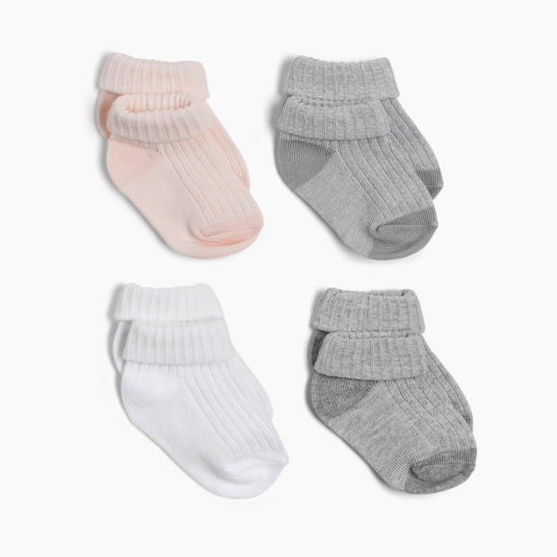 Snugabye Infant Turn Cuff Sock (4 Pack) - Pink Multi, 0-12 Months.