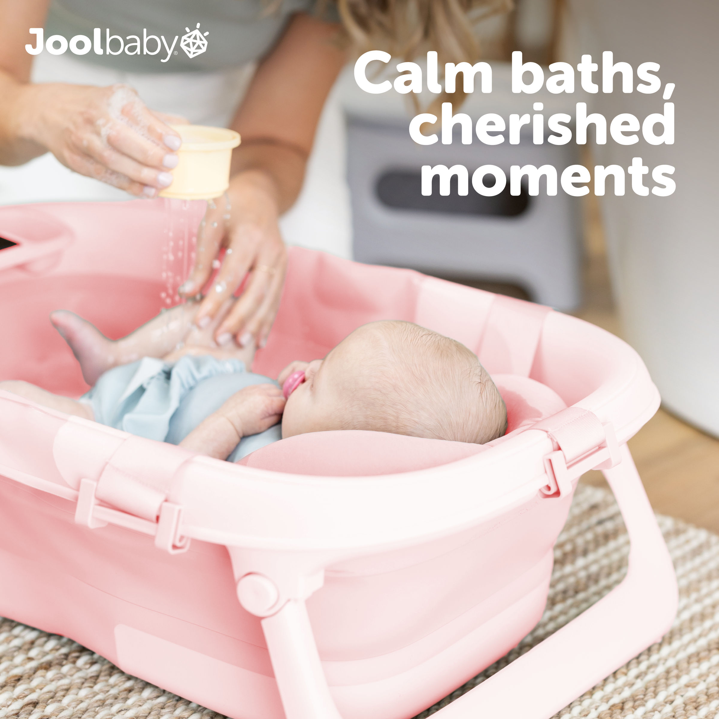 Jool Baby Fold ‘n Store Baby Bathtub With Built-in Thermometer - Pink.