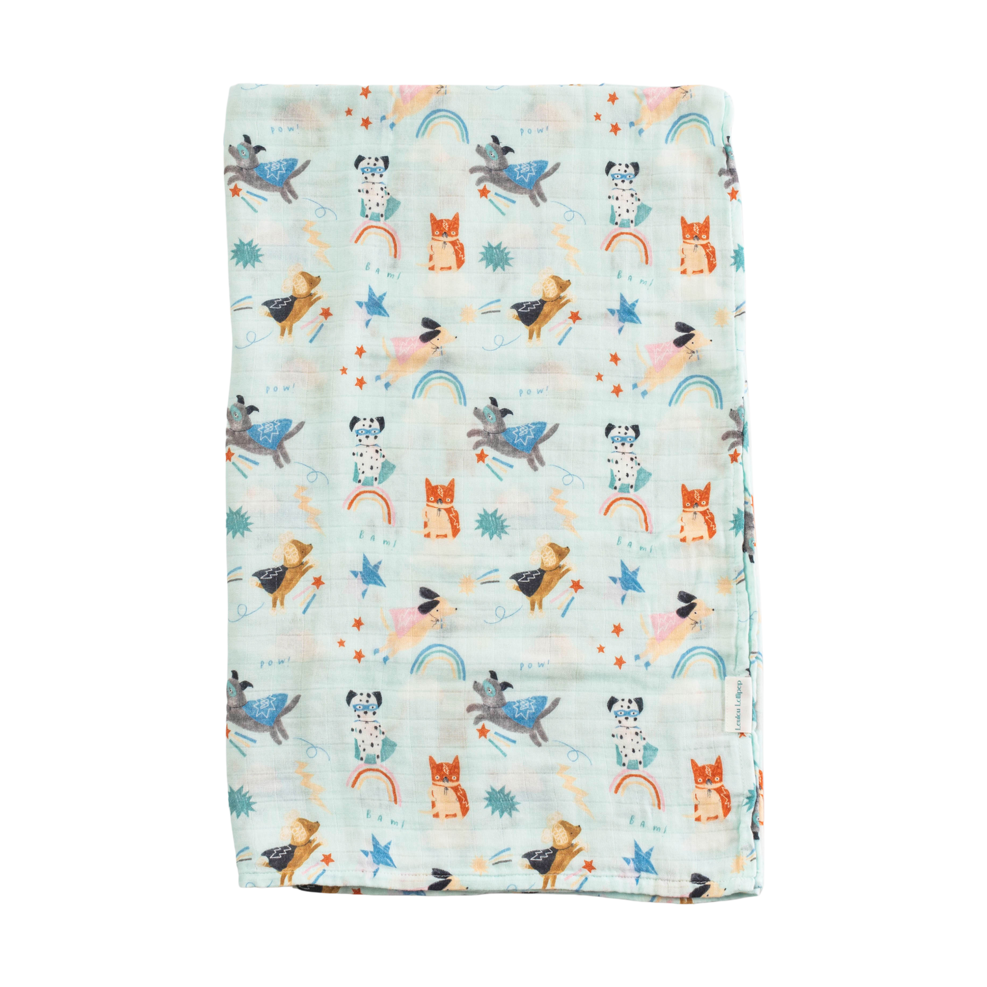 Loulou Lollipop Muslin Swaddle Superhero Dog Babylist Shop