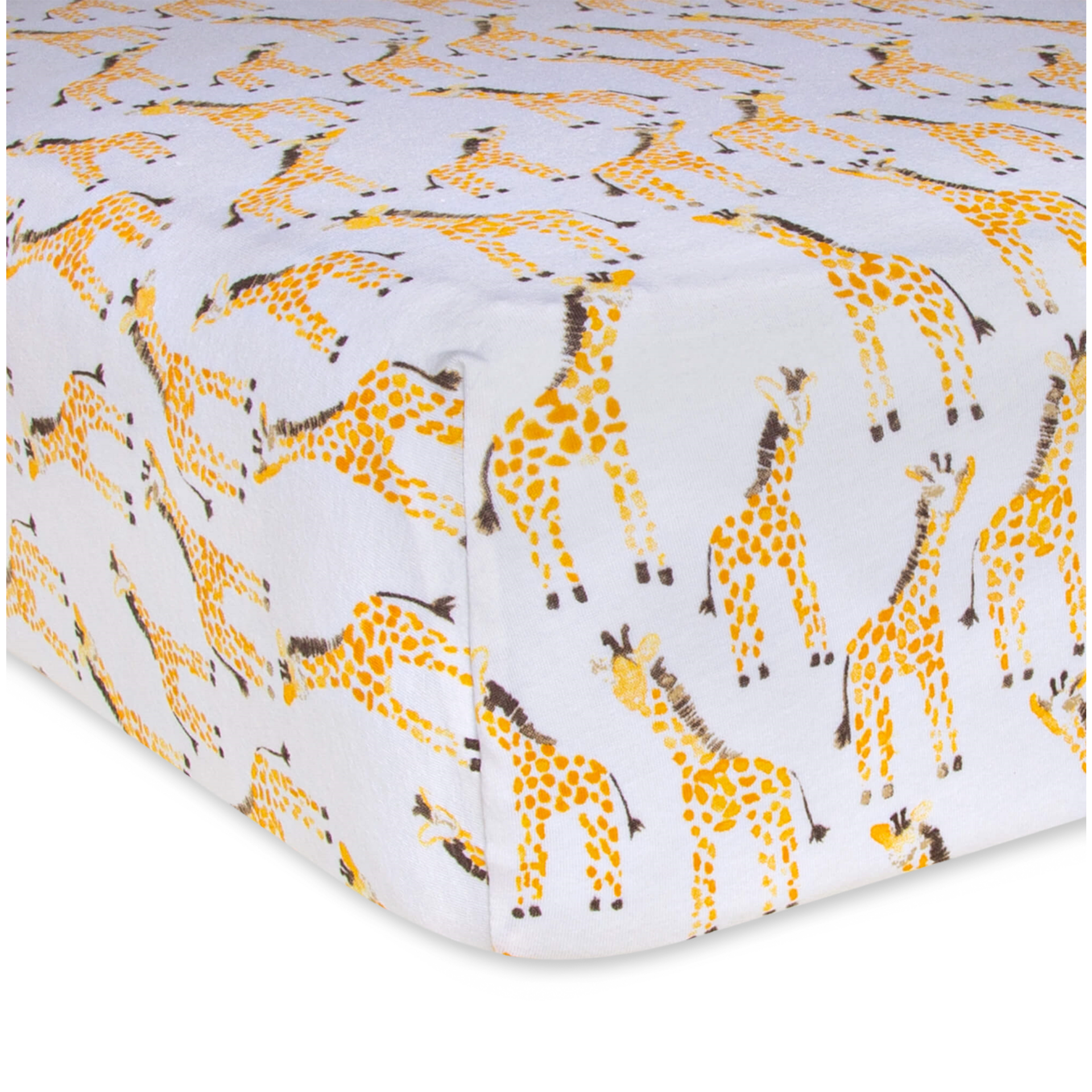 Burt's Bees Baby Organic Cotton Jersey Fitted Crib Sheet Giraffes, 1