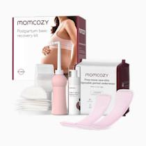 Momcozy Postpartum Recovery Essentials Kit, Labor Delivery Mom Care Kit, Self-Absorbent Disposable Underwear Nipple Nursing Pads Upside Down Peri Bottle Cold Pads Cooling Foam Canvas Bag Set