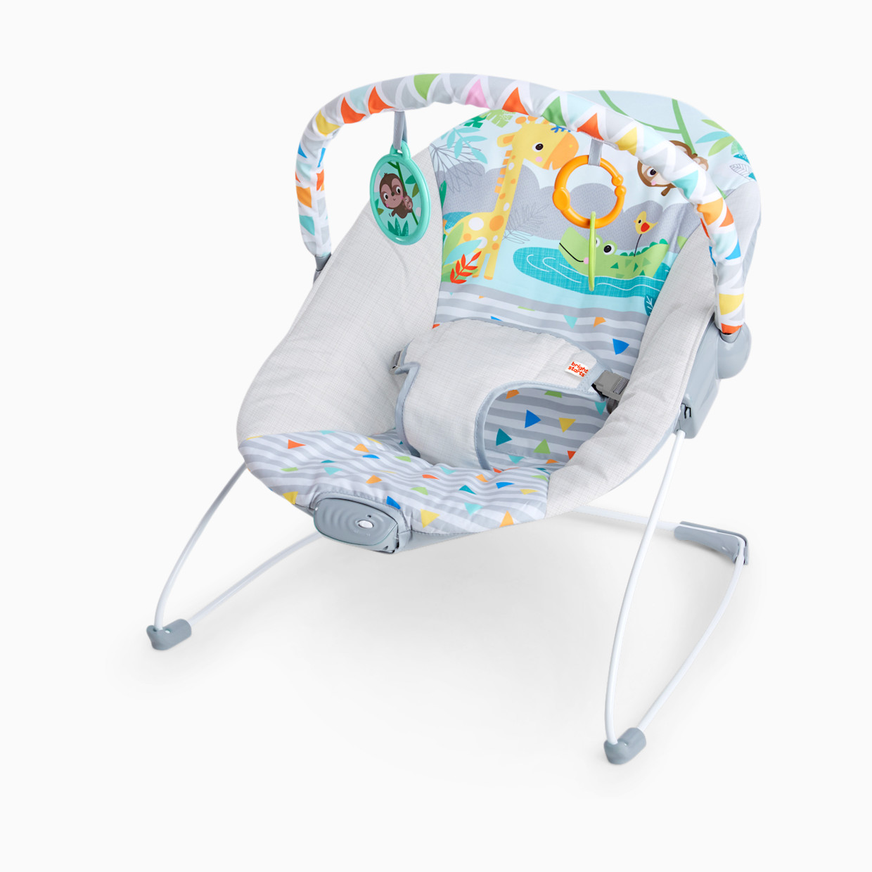 Bright Starts Safari Fun Vibrating Bouncer with Toy Bar.