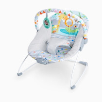 Bright Starts Baby Bouncer Soothing Vibrations Infant Seat - Removable -Toy Bar, Nonslip Feet, 0-6 Months Up to 20 lbs (Safari Fun)