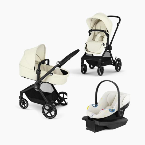 Cybex EOS 5-in-1 Travel System Stroller + Lightweight Aton G Infant Car Seat - Seashell Beige.