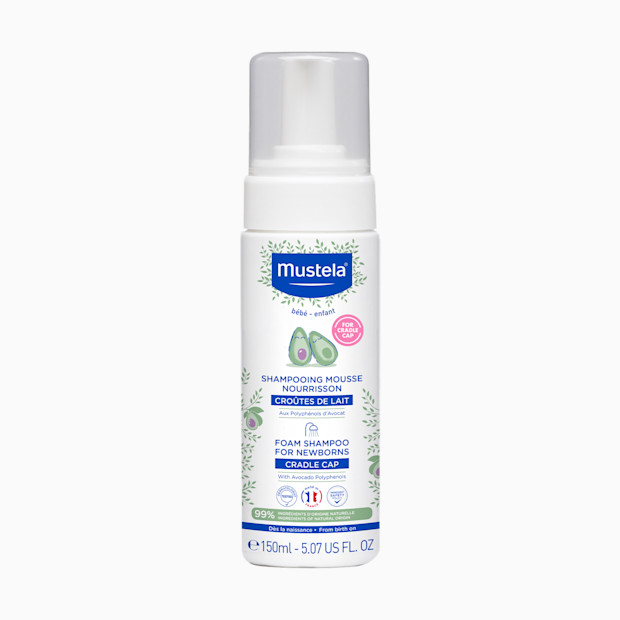 Mustela Cradle Cap Foam Shampoo for Newborns.