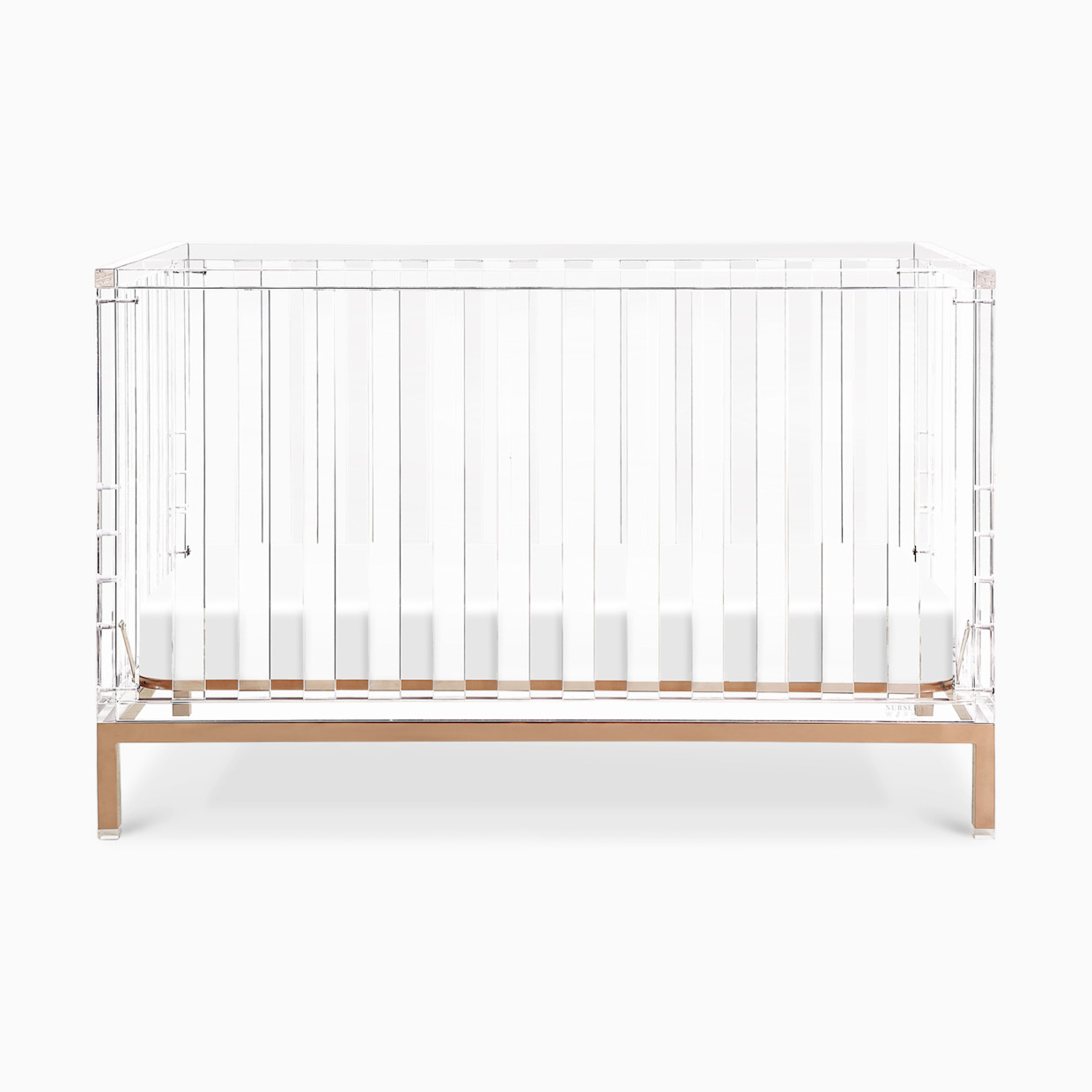 Nursery Works Luma Crib - Acrylic With Rose Gold.