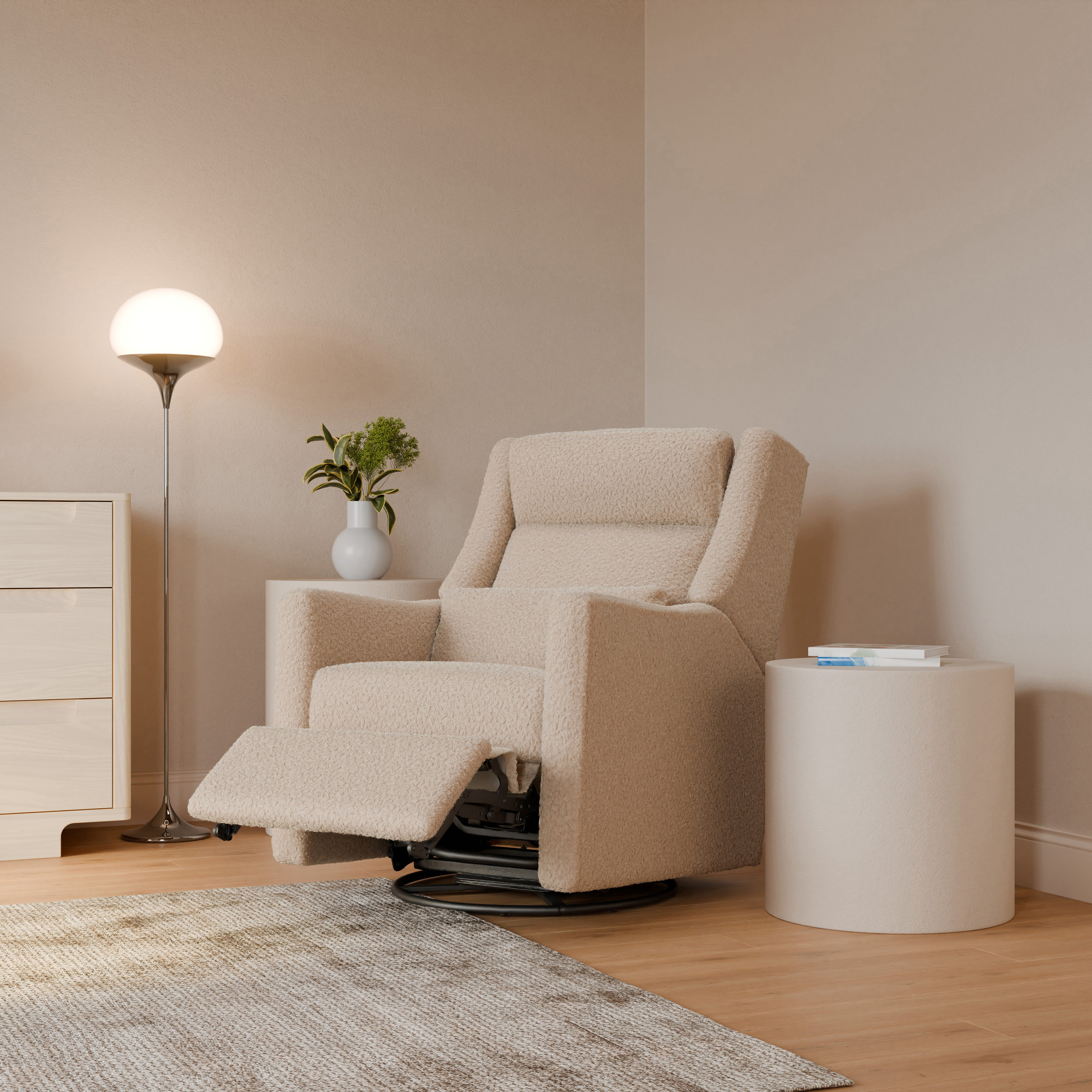 babyletto Kiwi Plus Power Recliner and Swivel Glider - Chai Shearling.