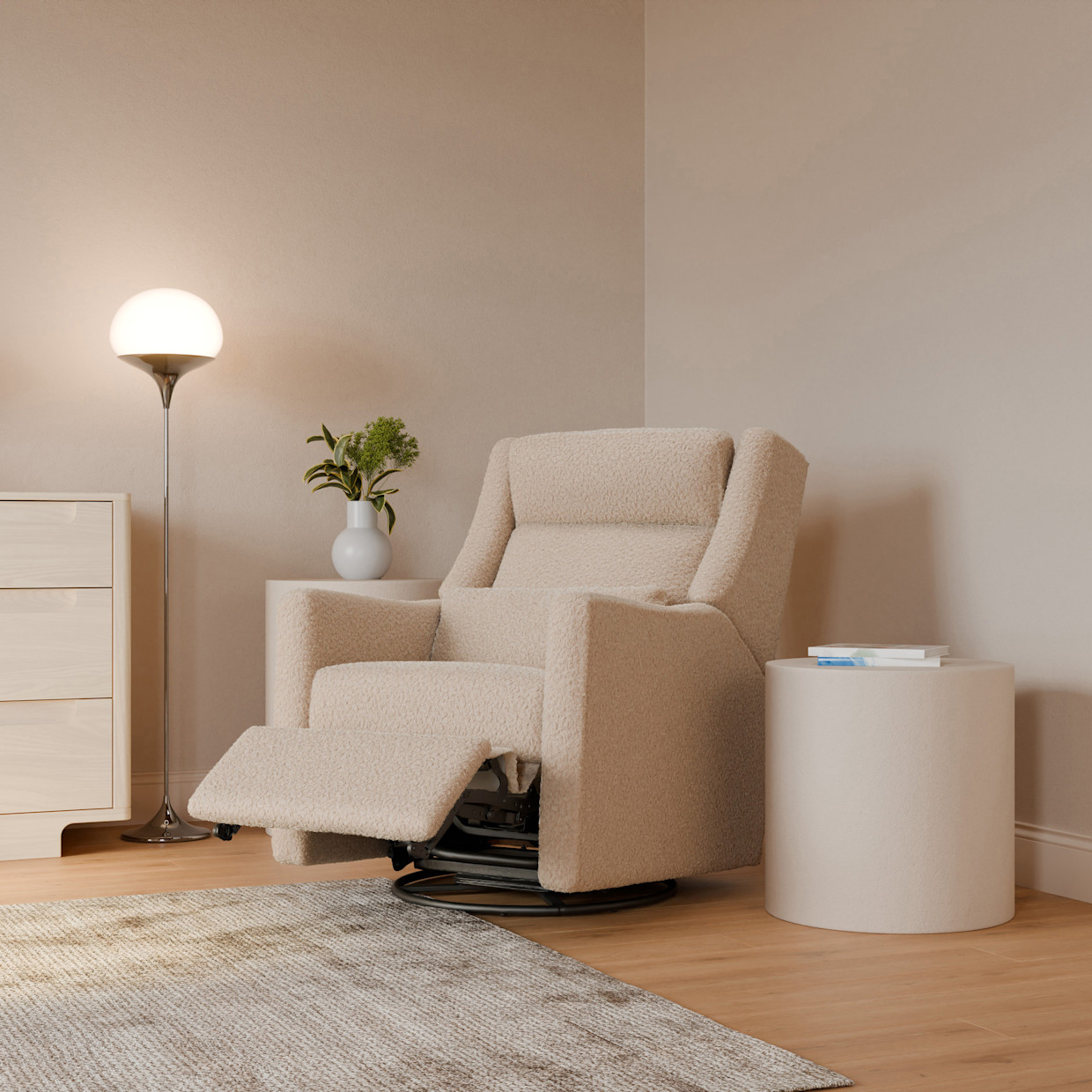 babyletto Kiwi Plus Power Recliner and Swivel Glider - Chai Shearling.