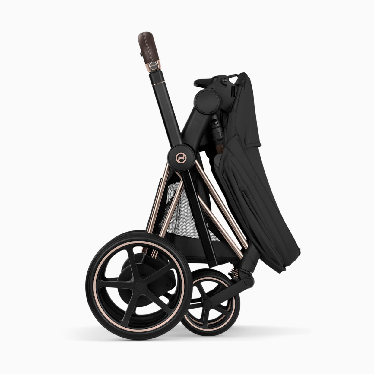 Cybex e-PRIAM Stroller - Sepia Black/Rose Gold Frame.