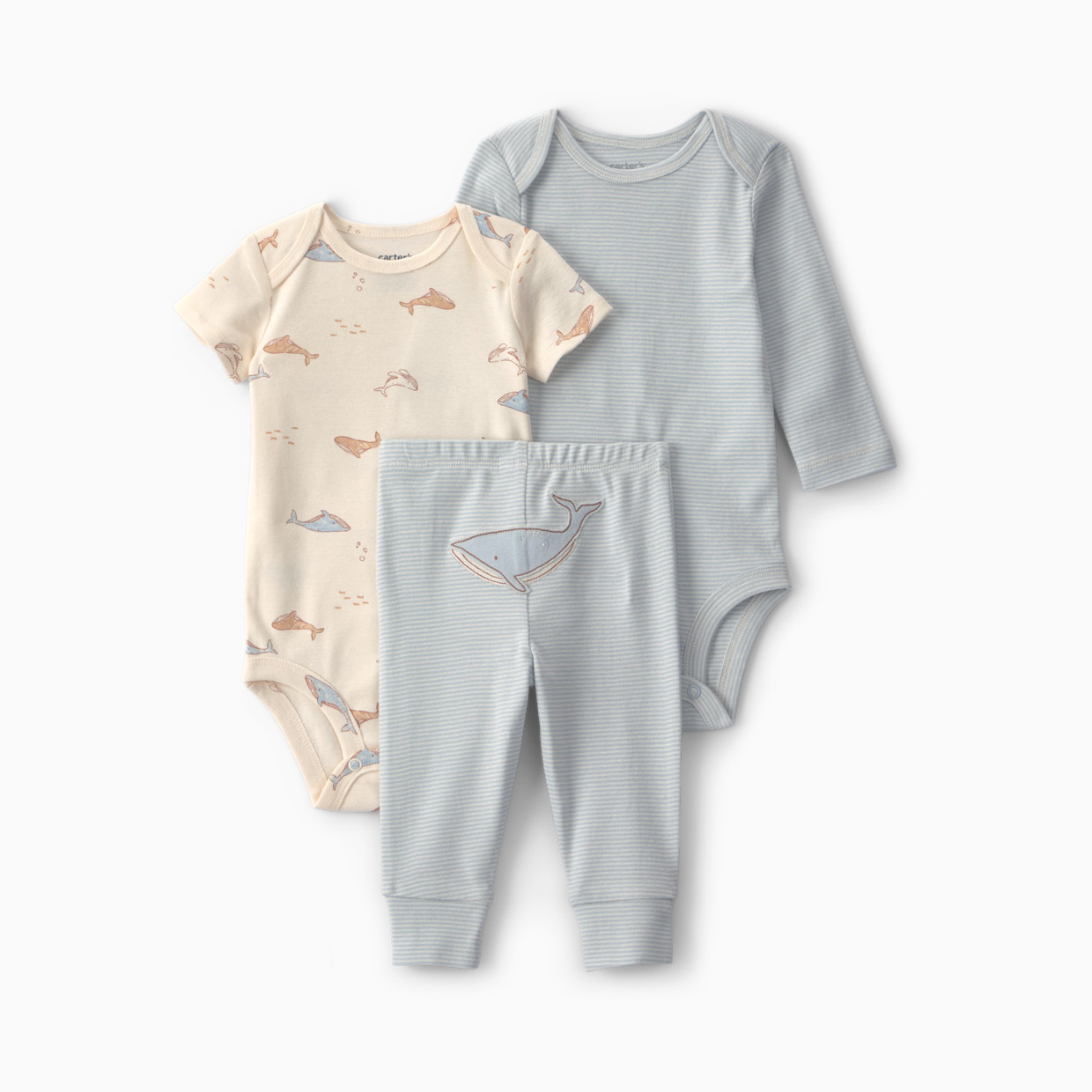 Carter's 3-Piece Bodysuit & Pant Gift Set - Blue Whale, 6M.