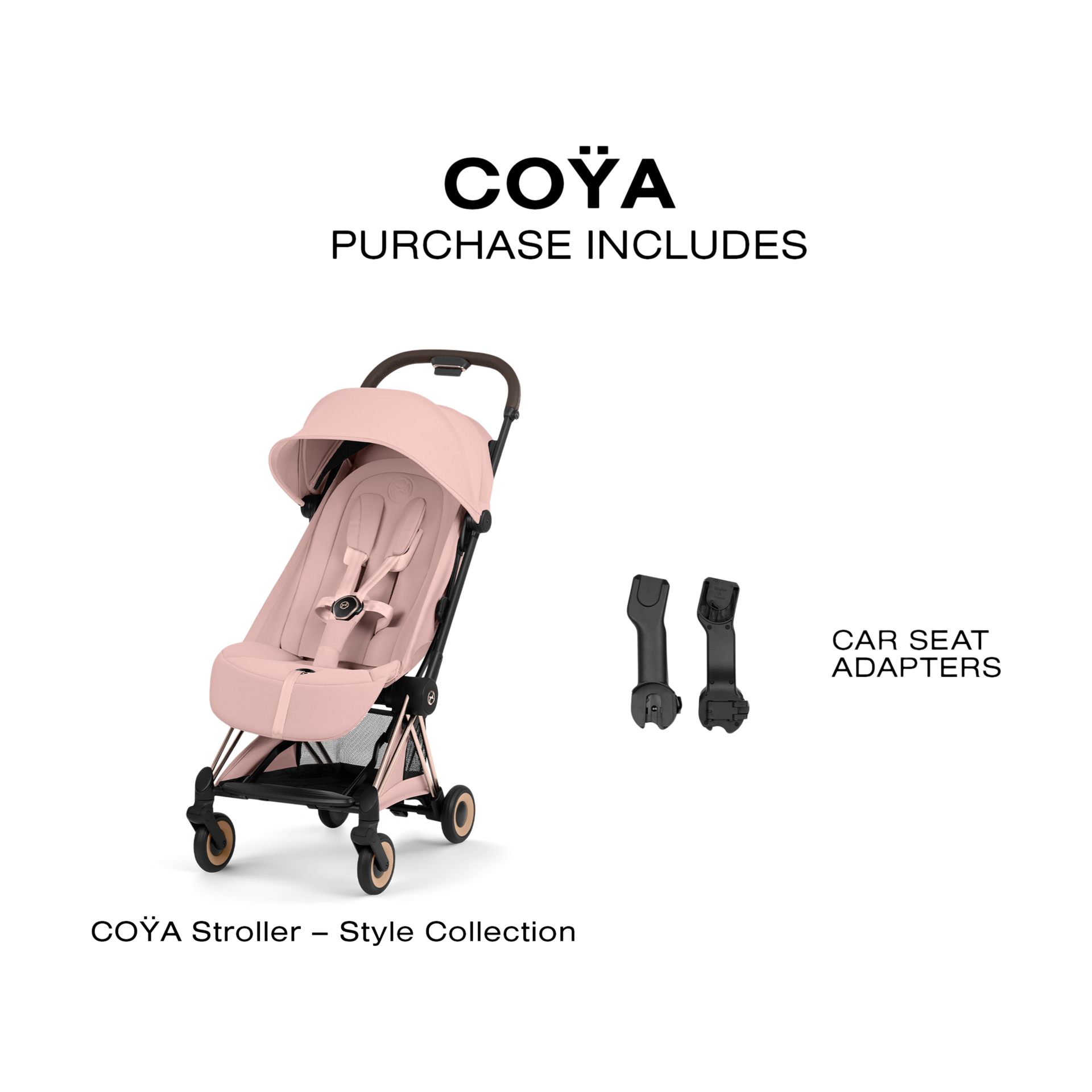 Cybex Coya Stroller - Style Collection - Rose Gold Frame/Peach Pink Lux Seat.