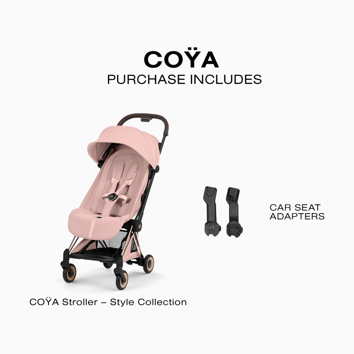 Cybex Coya Stroller - Style Collection - Rose Gold Frame/Peach Pink Lux Seat.
