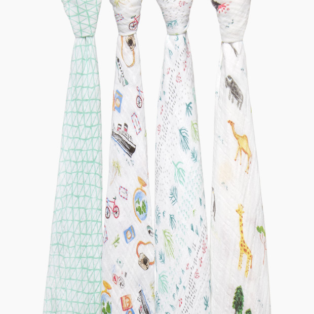 Aden + Anais Cotton Muslin Swaddle 4-Pack - Around The World.