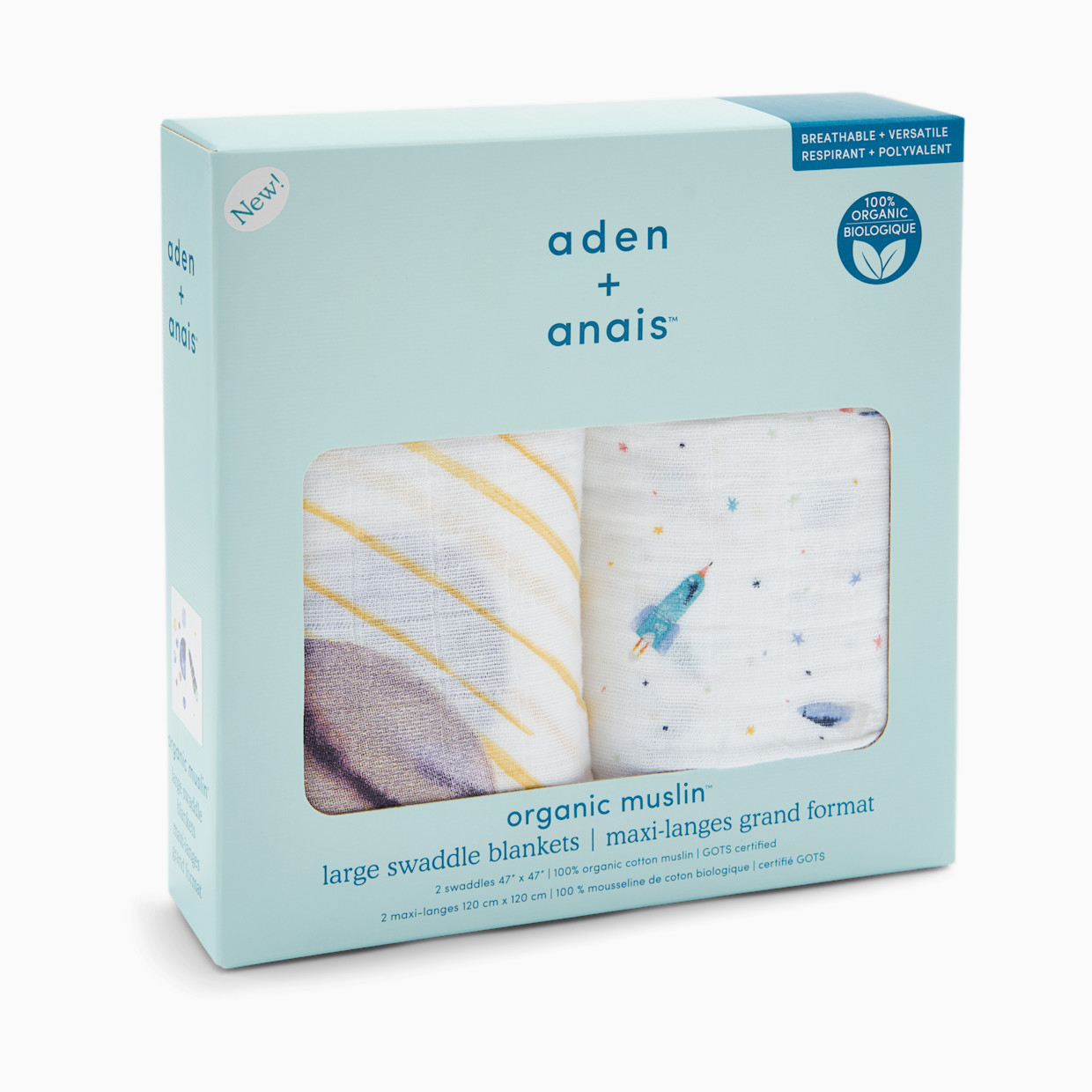 Aden + Anais Organic Cotton Muslin Swaddle Blanket (2 Pack) - Space Orbit.