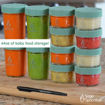 Sage Spoonfuls 4 Piece Tough Glass Bowls Baby Food Storage Containers
