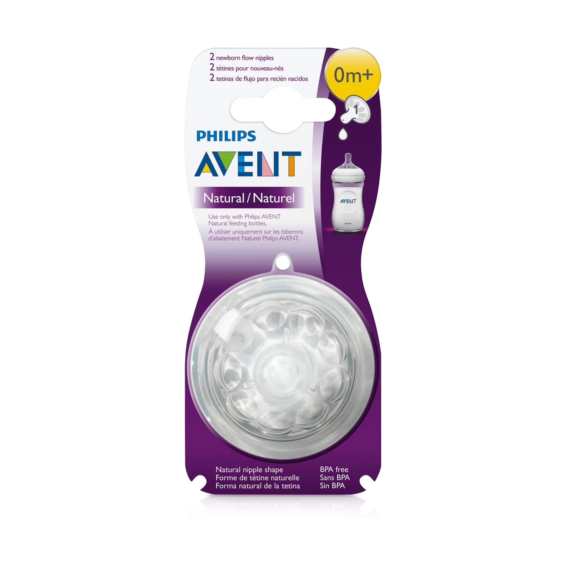 Philips AVENT Natural Baby Bottle Medium Flow Nipple 3M+, One Size, 2 Count