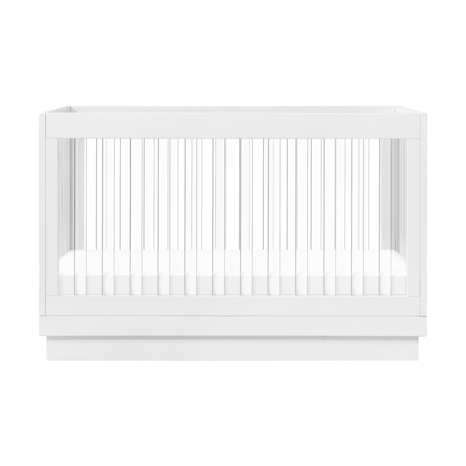 babyletto Harlow Acrylic 3-in-1 Convertible Crib with Toddler Bed Conversion Kit.