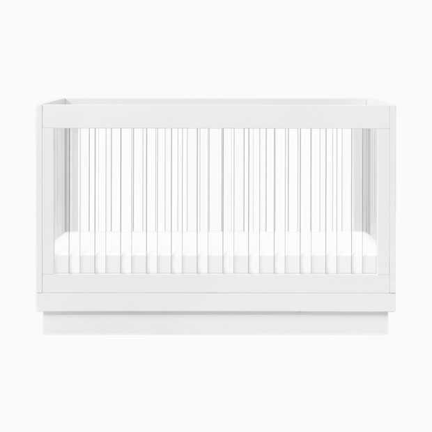 babyletto Harlow Acrylic 3-in-1 Convertible Crib with Toddler Bed Conversion Kit.
