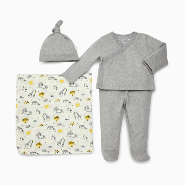 Tiny Kind New Arrivals Organic 4 Piece Gift Set - Safari Family, Newborn.