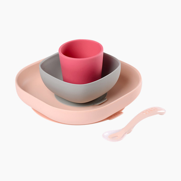 Beaba Silicone Suction Meal Set (Pack of 4) - Rose.