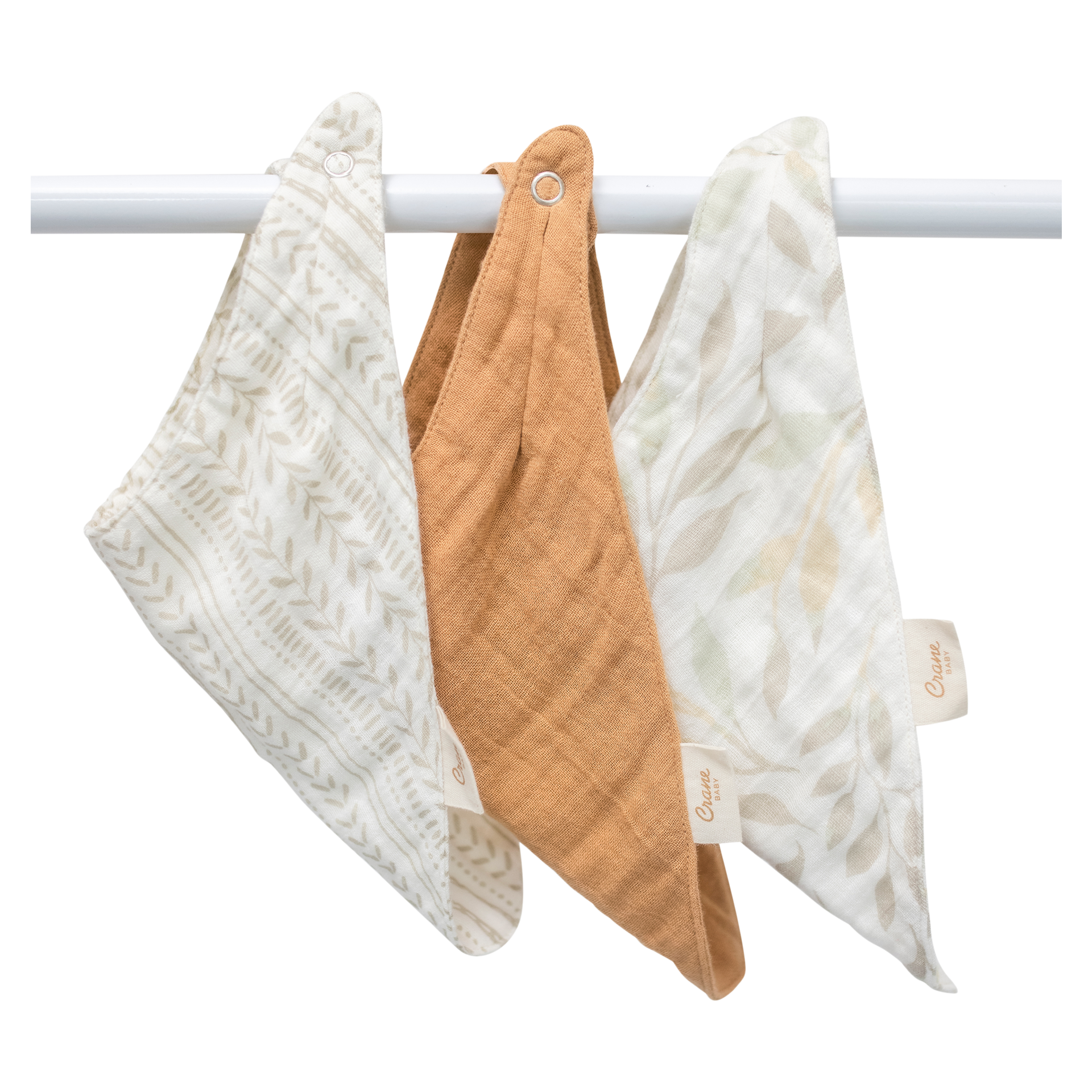 Crane Baby Cotton 4 Layer Muslin Bib Set (3 Pack).