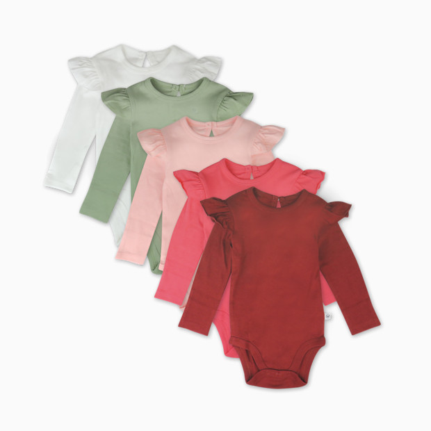 Honest Baby Clothing 5-Pack Organic Cotton Long Sleeve Ruffle Bodysuit.