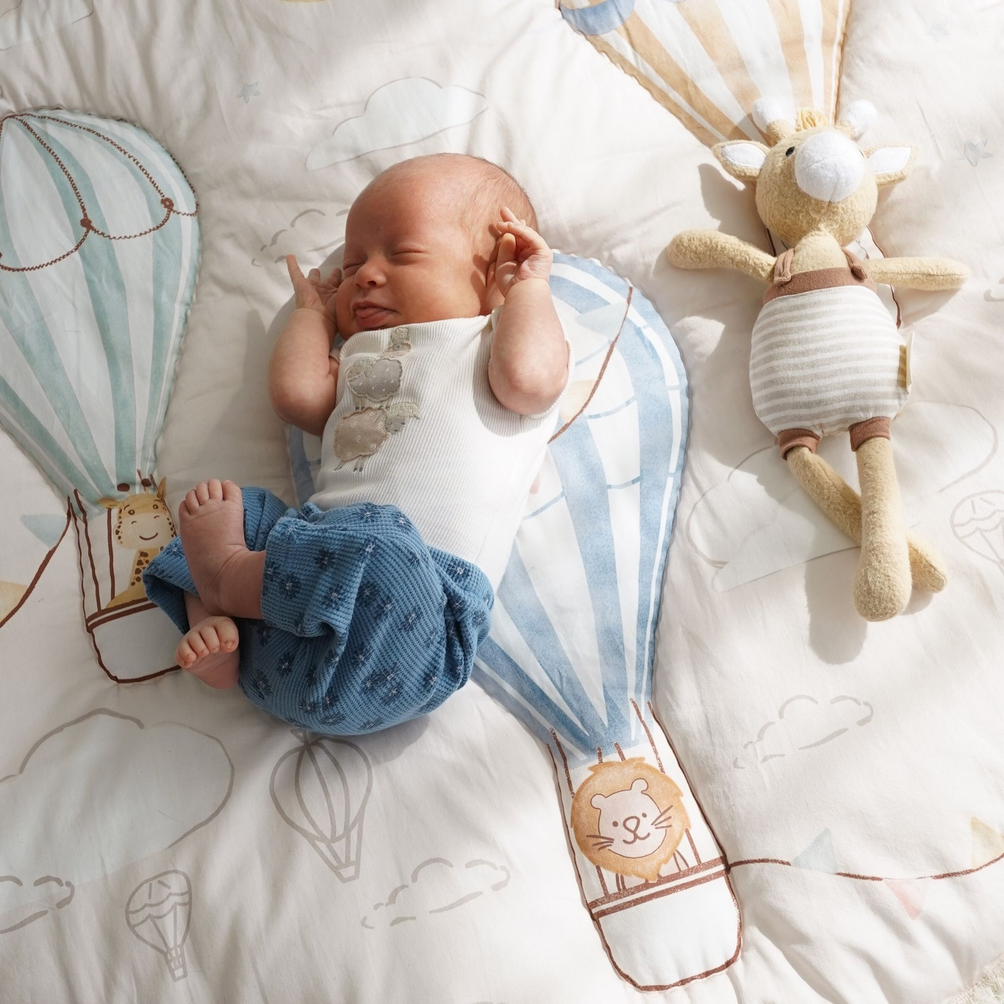 Crane Baby Cotton Quilted Playmat - Skye Hot Air Balloon.