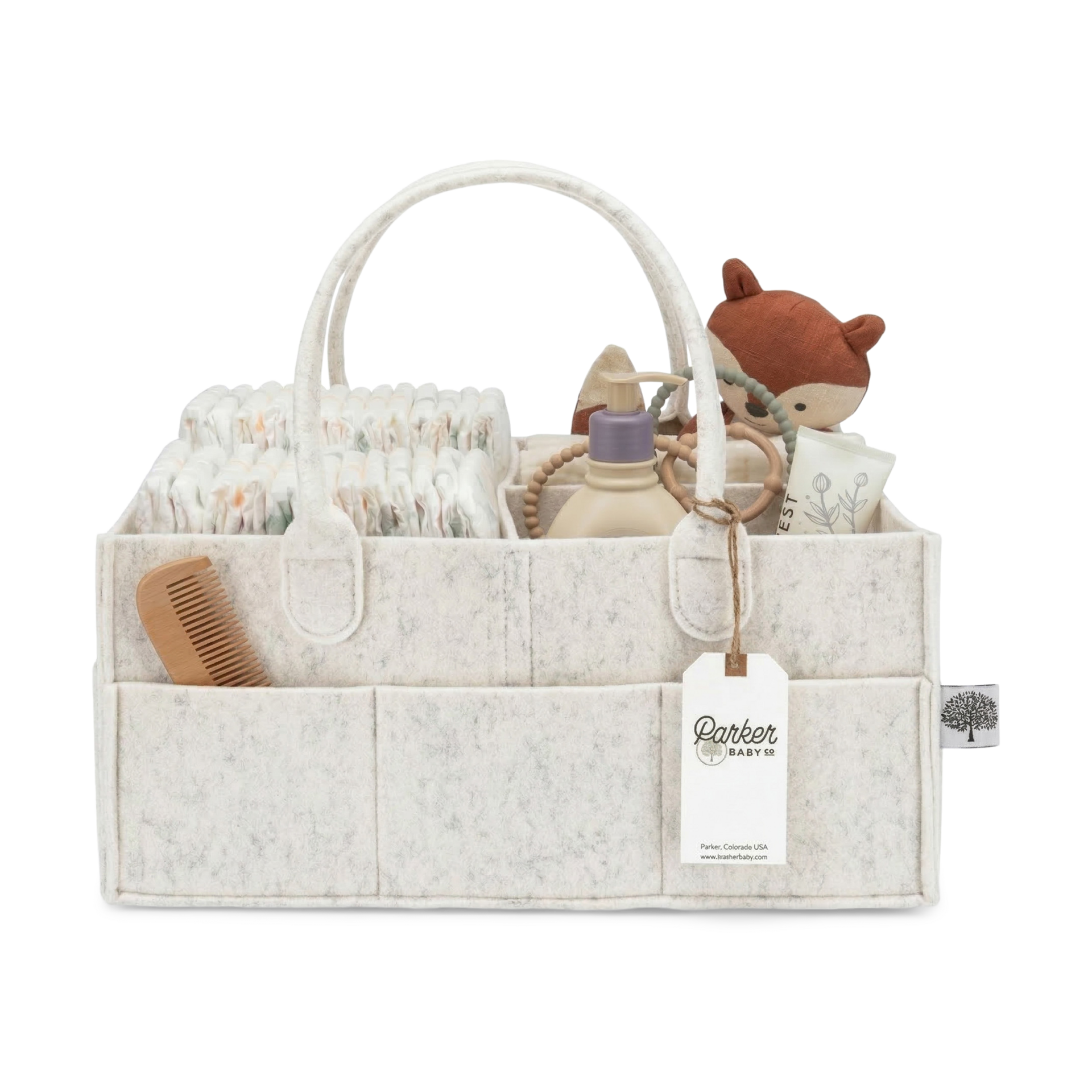 Parker Baby Co. Diaper Caddy - White, Large.