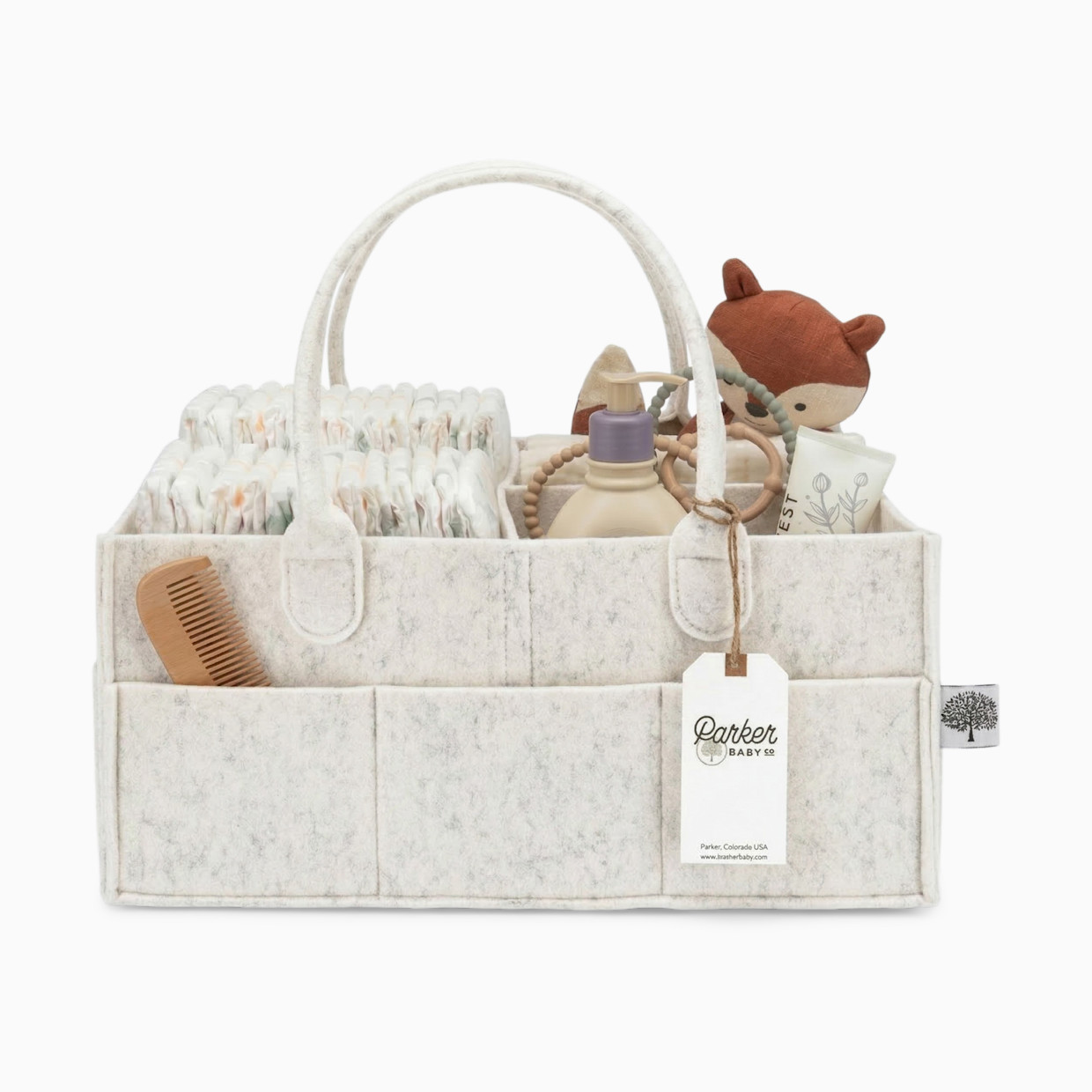 Parker Baby Co. Diaper Caddy - White, Large.