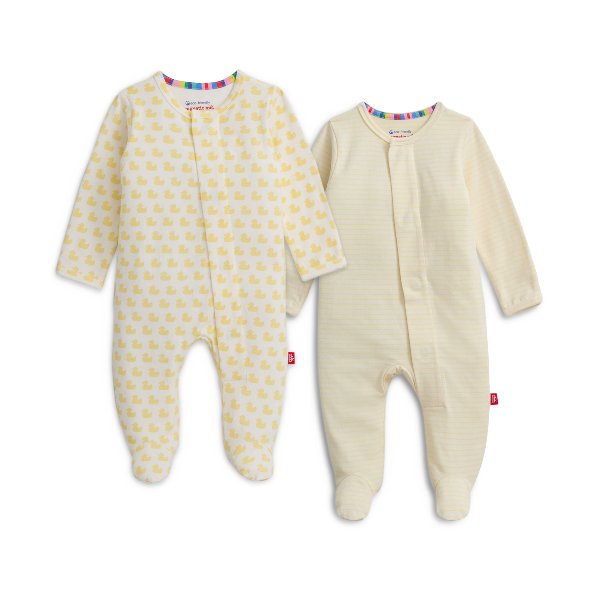 Magnetic Me Organic Cotton Magnetic Footie 2 Pack Bundle - Yellow Assorted, 0-3 M.