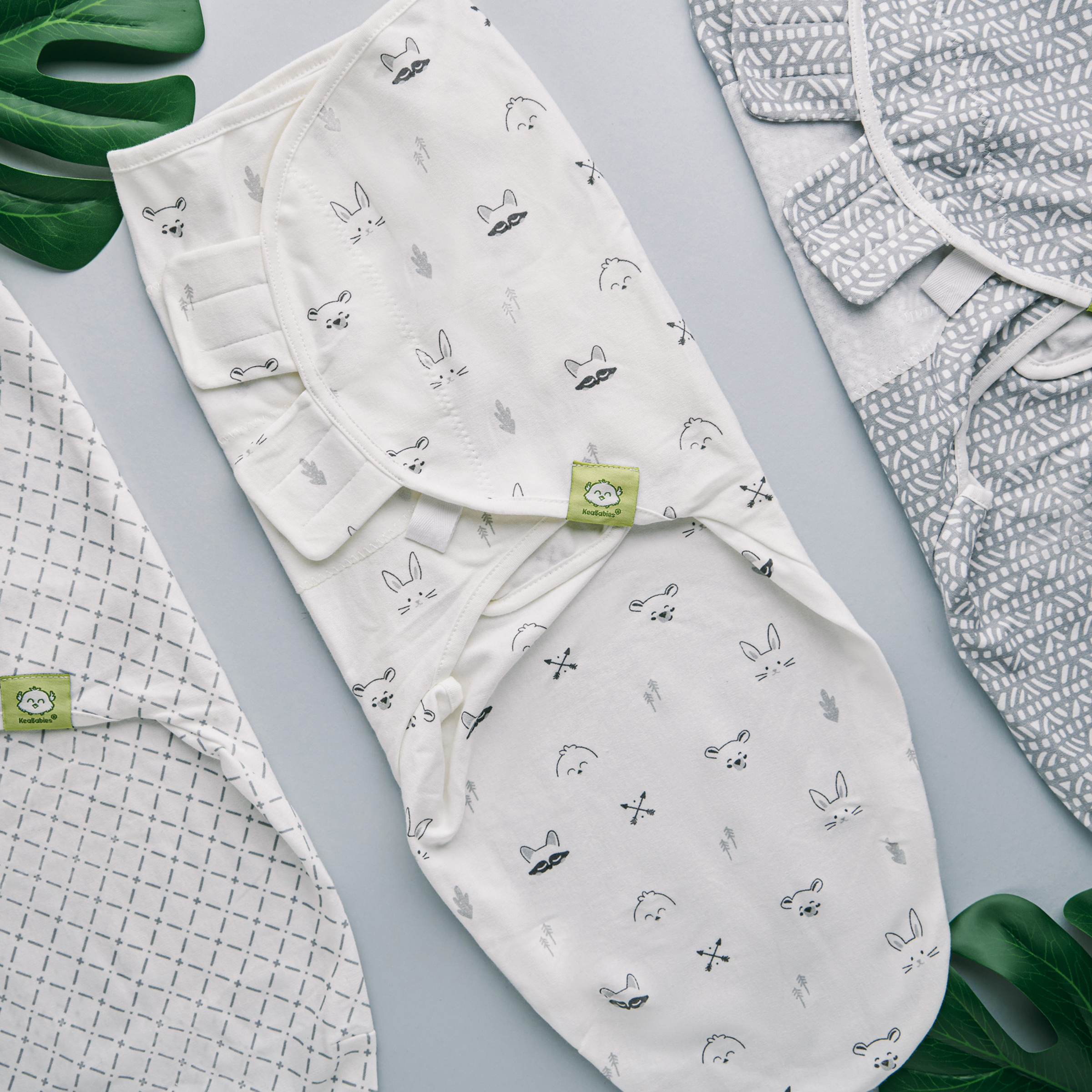 KeaBabies Soothe Swaddle Wraps (3 Pack) Nordic, One Size, 3
