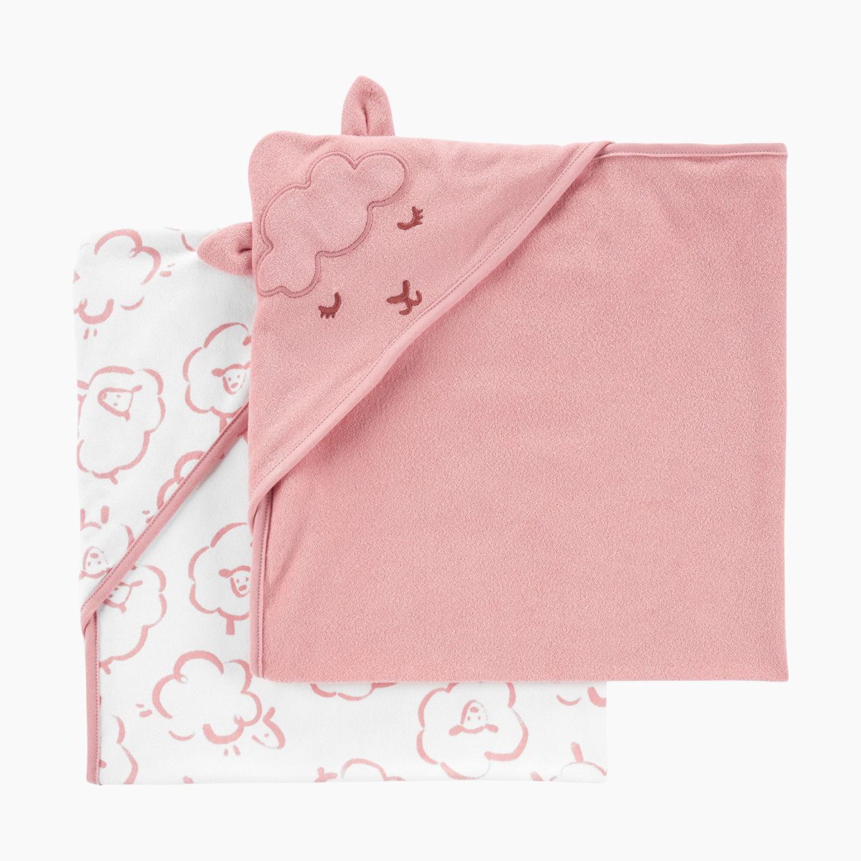 Carter's Hooded Towel (2 Pack) - Pink Lamb/Sheep, O/S.