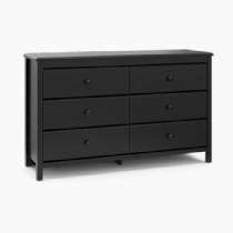 Storkcraft Alpine 6 Drawer Double Dresser (Black) – GREENGUARD Gold Certified Nursery Essential, Kids Storage Chest, Bedroom Organizer, Modern Dresser, Easy to Match